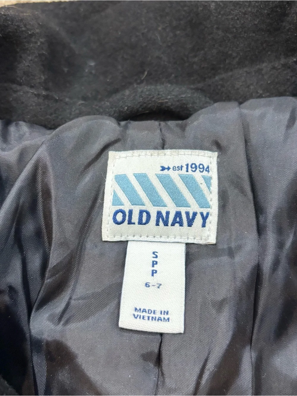 Boys Old Navy Double Breasted Black Wool Pea Cot Size Small 6-7